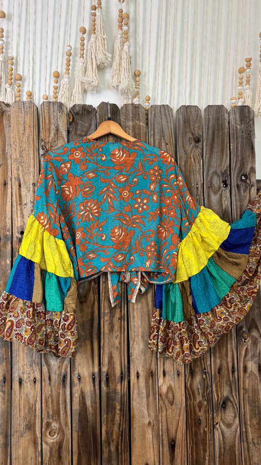 Thunderstruck ⚡ Silk Wrap Tie Top 012