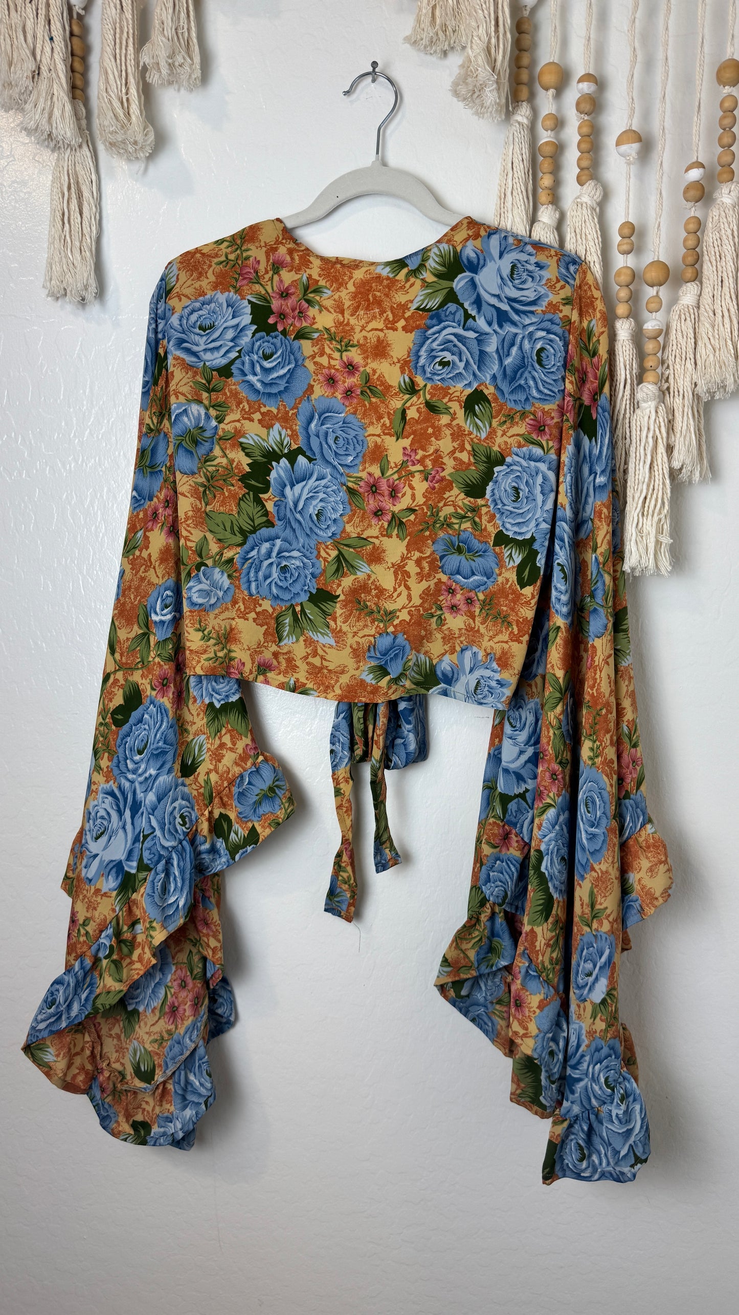 Bell Sleeve Silk Wrap Tie Top 010