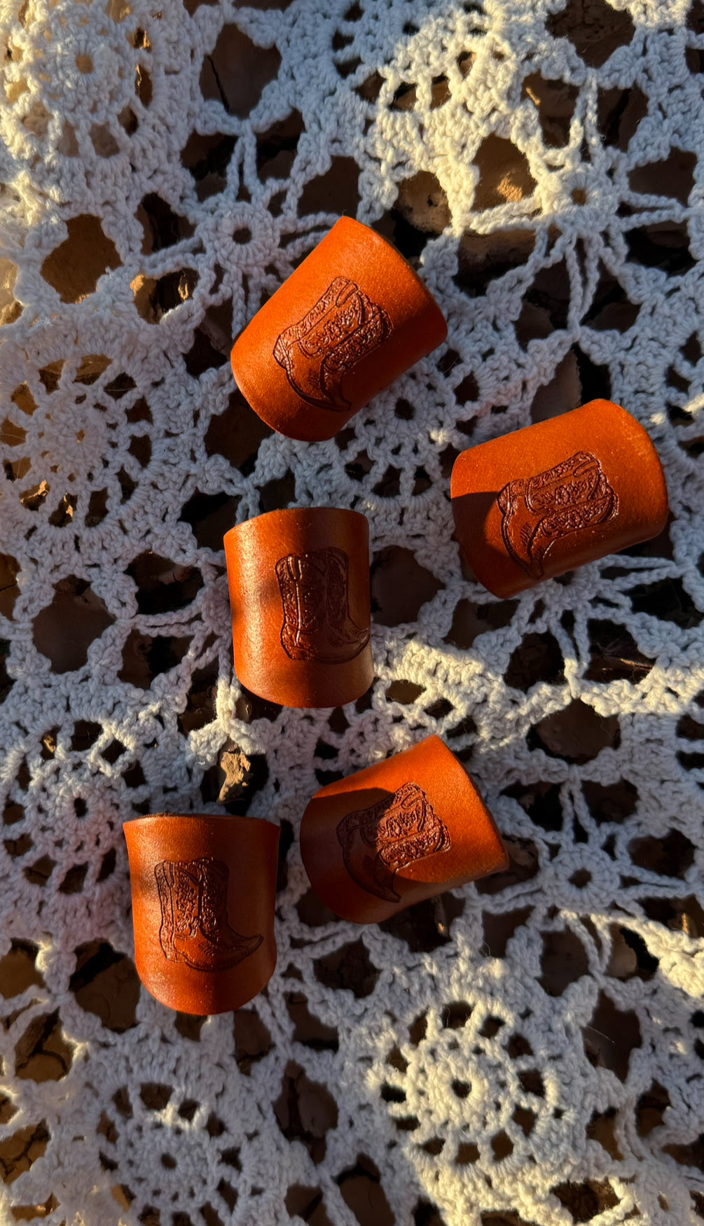 Leather Handcrafted Bolo Slide - Cowboy Boots