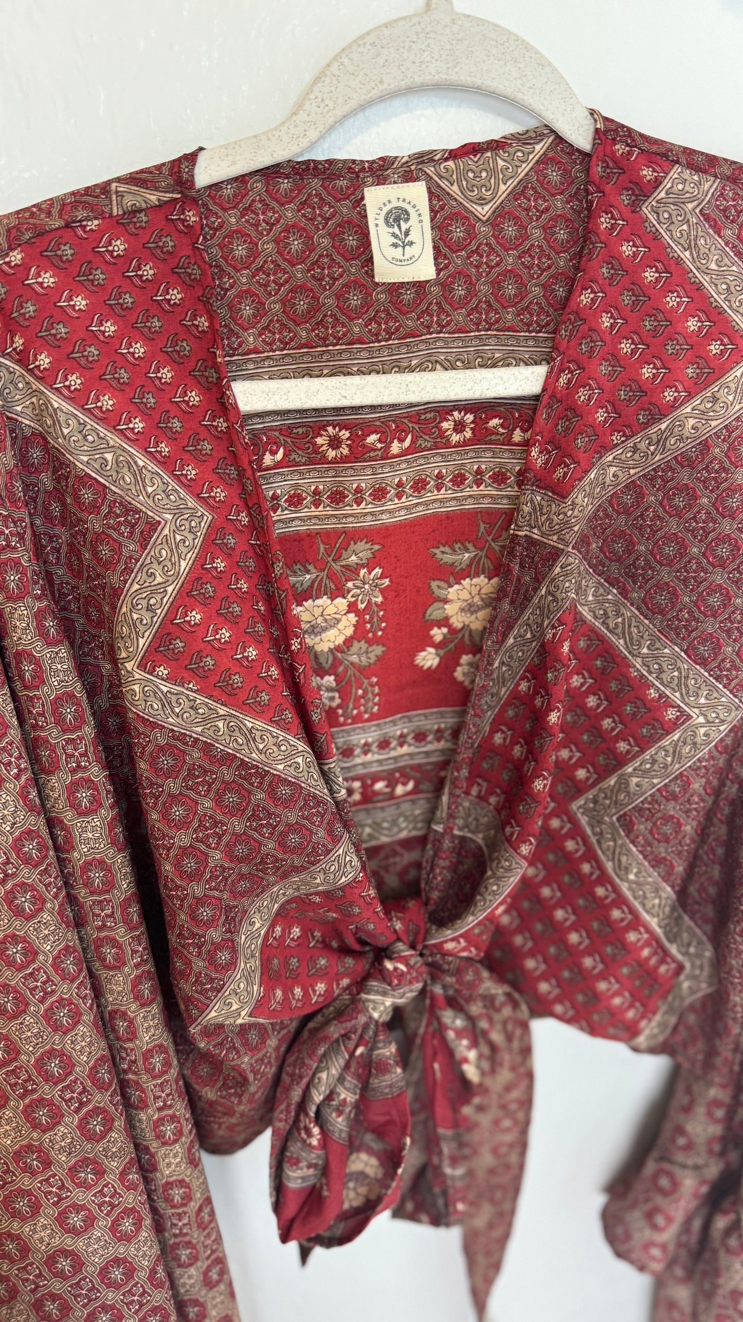 Bell Sleeve Silk Wrap Tie Top 003