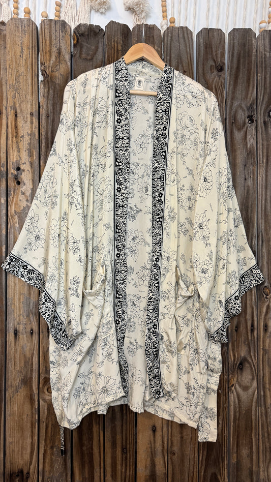 Creosote Sari Silk Kimono 011
