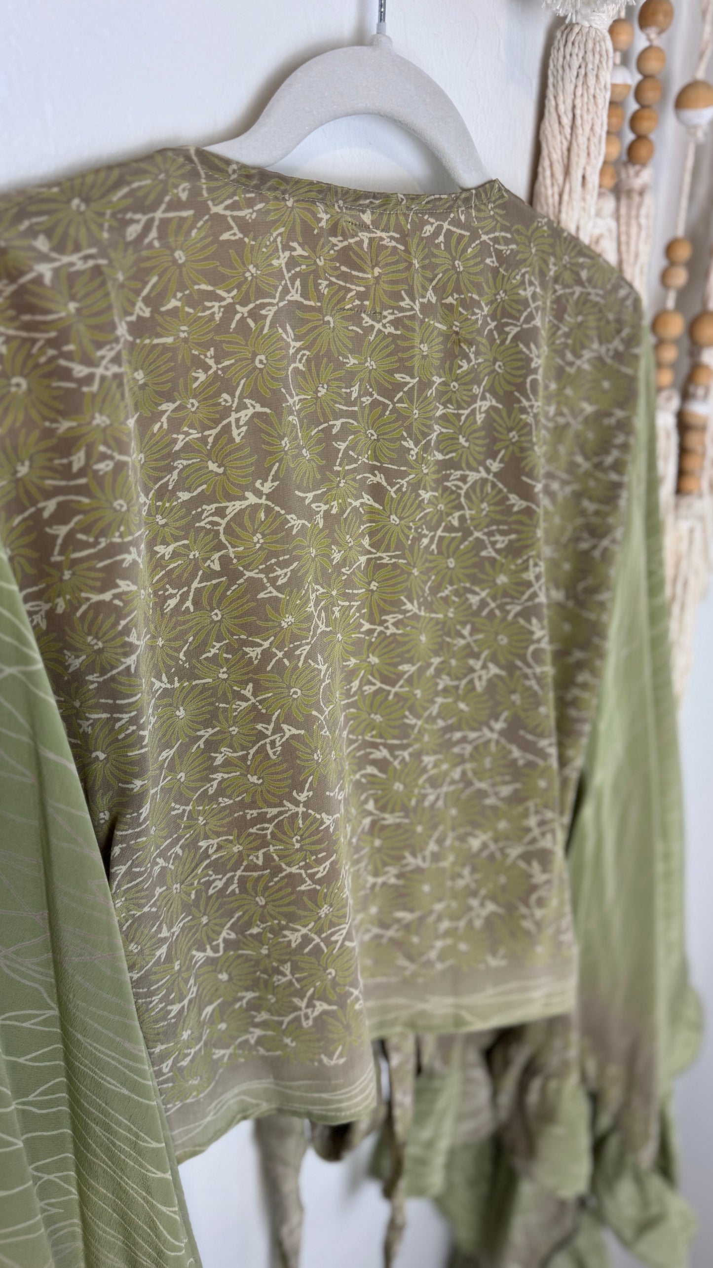 Bell Sleeve Silk Wrap Tie Top 017