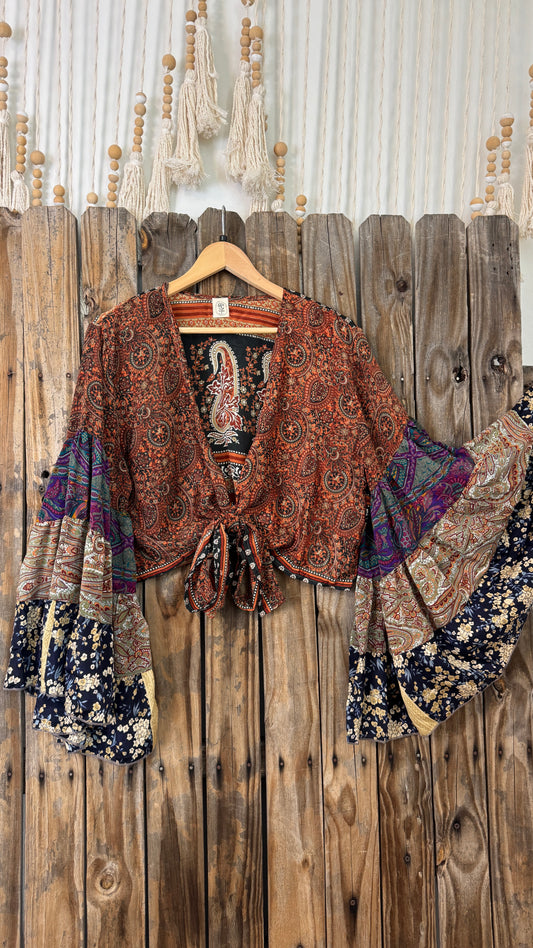 Thunderstruck ⚡ Silk Wrap Tie Top 003