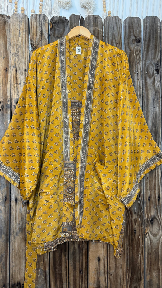 Creosote Sari Silk Kimono 006
