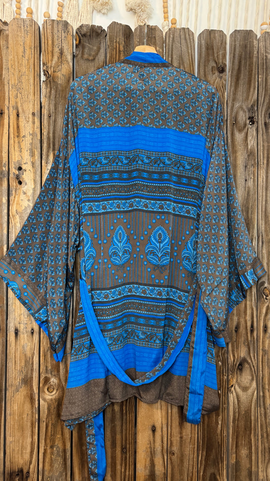Creosote Sari Silk Kimono 015