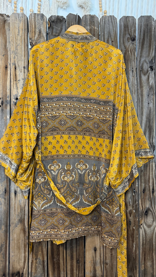 Creosote Sari Silk Kimono 006