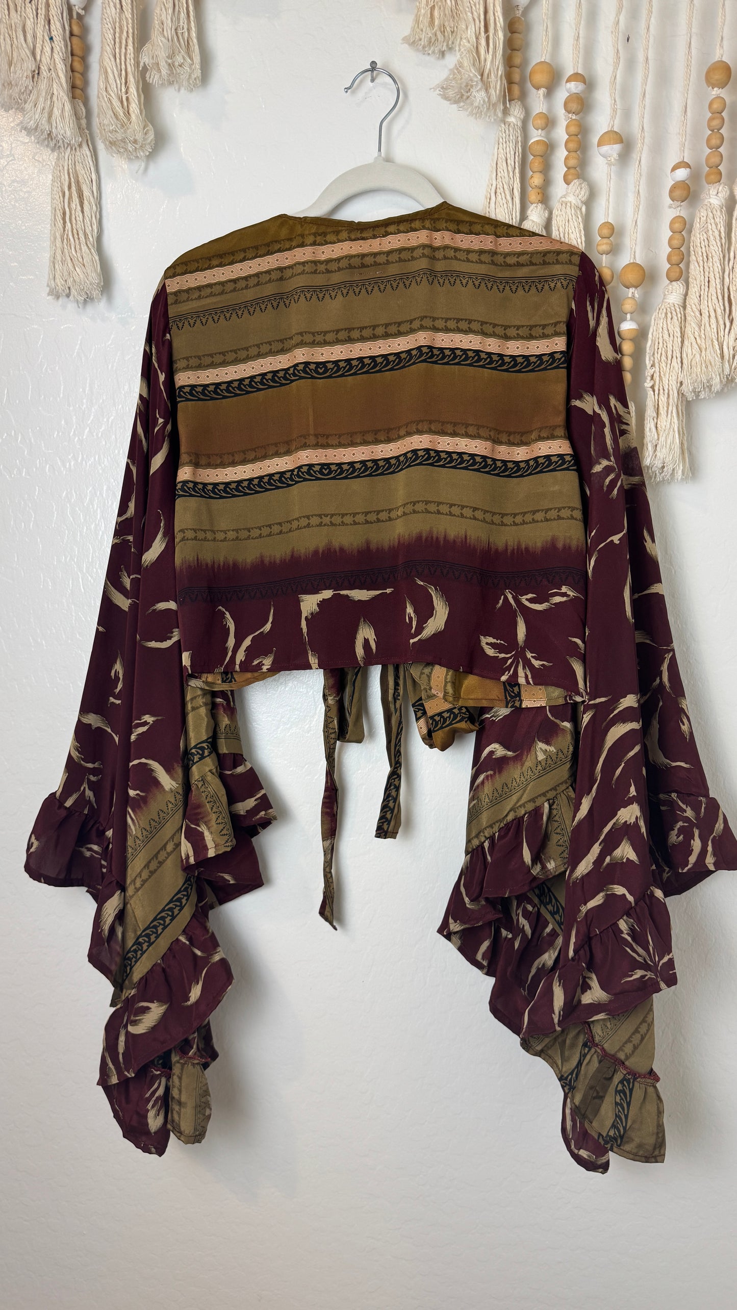 Bell Sleeve Silk Wrap Tie Top 006