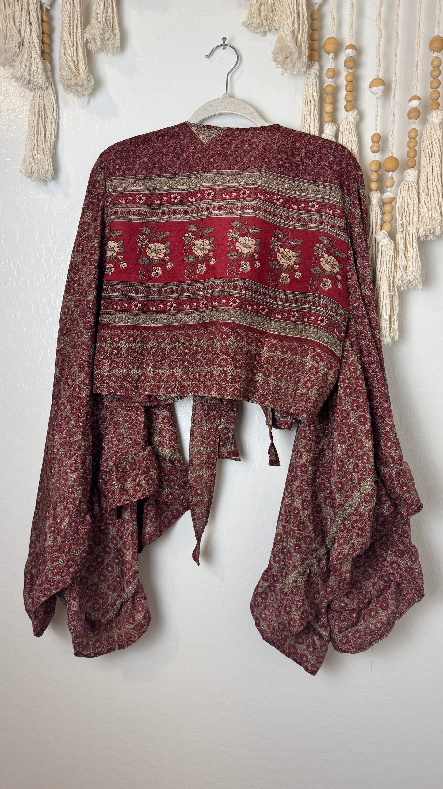 Bell Sleeve Silk Wrap Tie Top 003