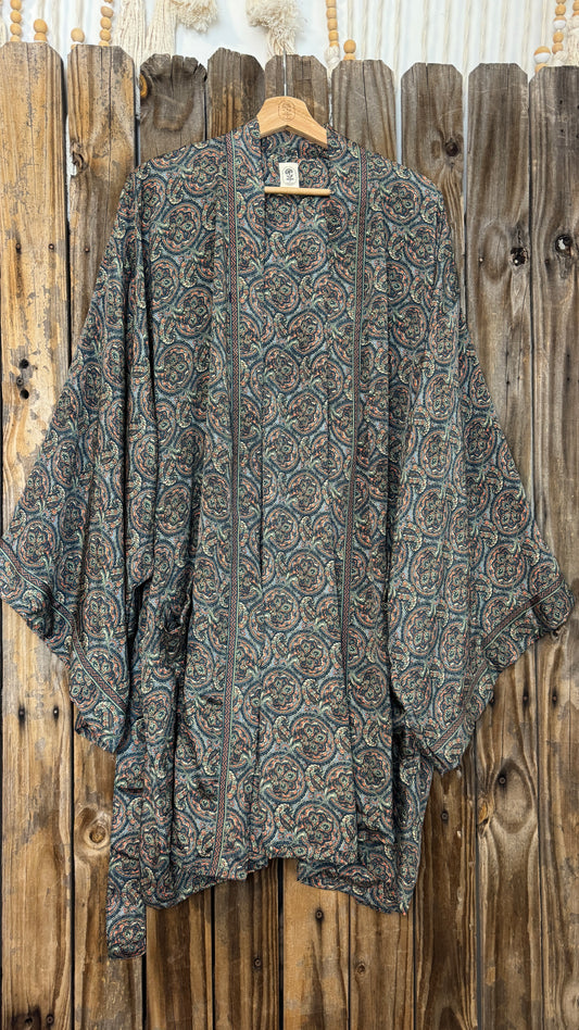 Creosote Sari Silk Kimono 013