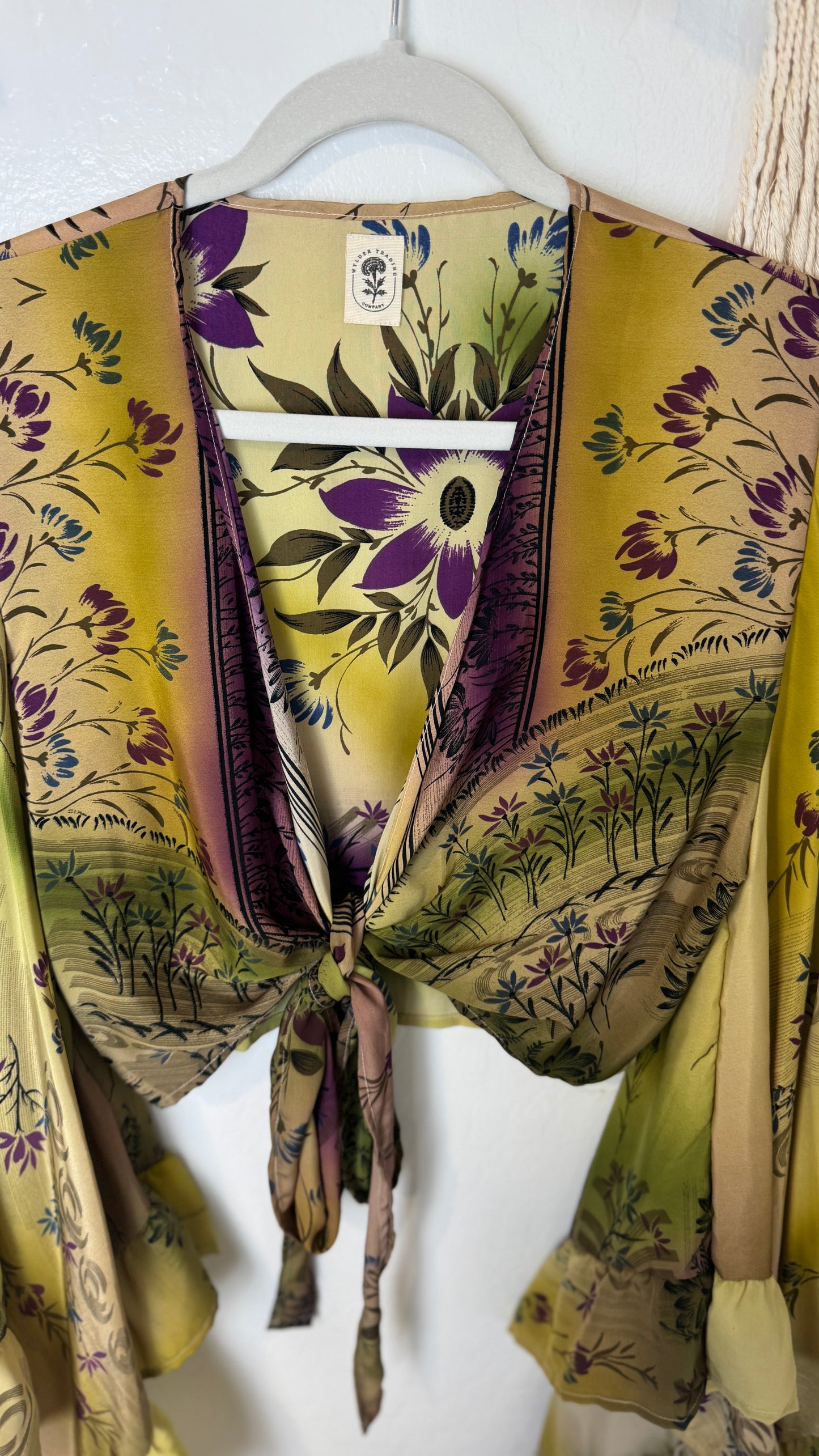 Bell Sleeve Silk Wrap Tie Top 016